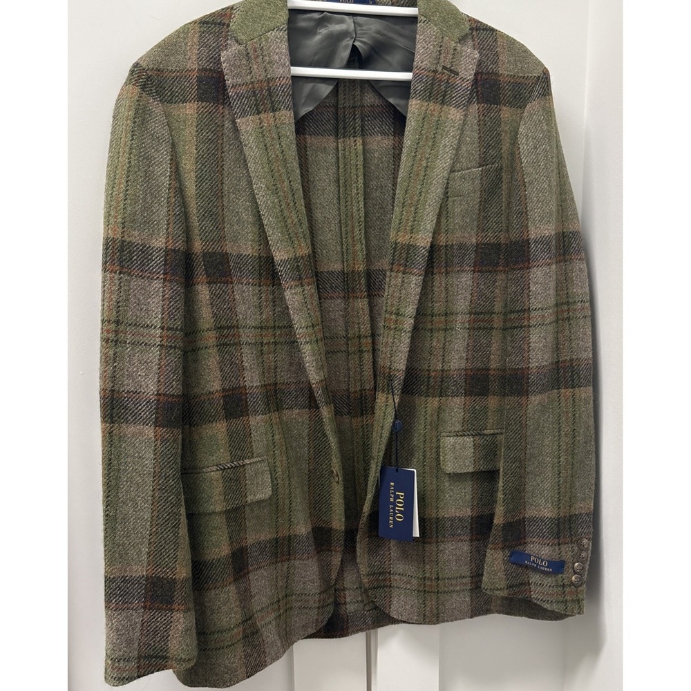 Polo Ralph Lauren NWT Tweed Sport Coat Mens 42 Long Lambswool Alpaca Goat Suede
